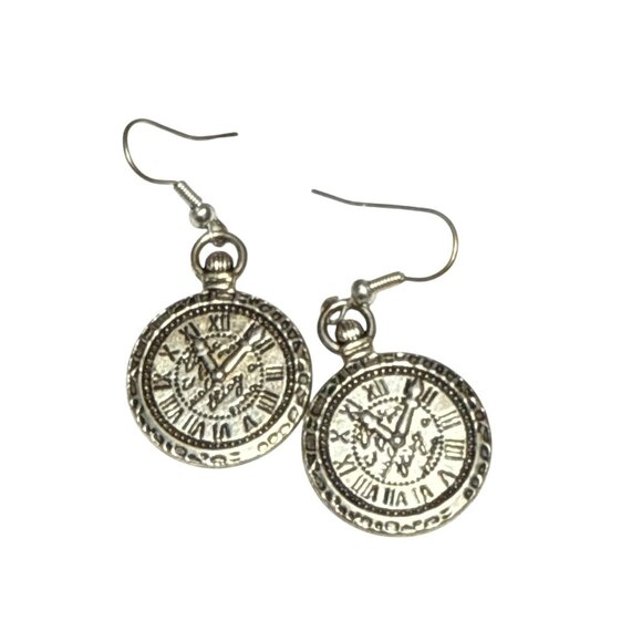 Vintage Style Dangle Earrings Sunburst and Clockface Design Boho Jewelry Gift - Picture 2 of 9